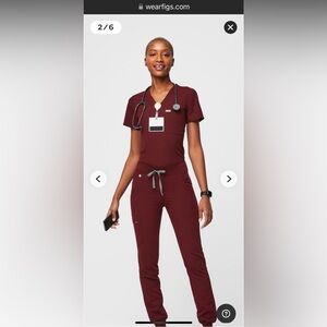 FIGS Technical Collection Zamora Jogger Scrub Pants in Burgundy